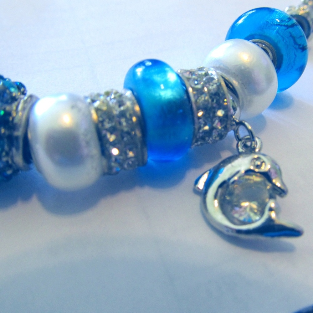 Bella Perlina Bead Dolphin Charm Bracelet - Picture 1 of 5